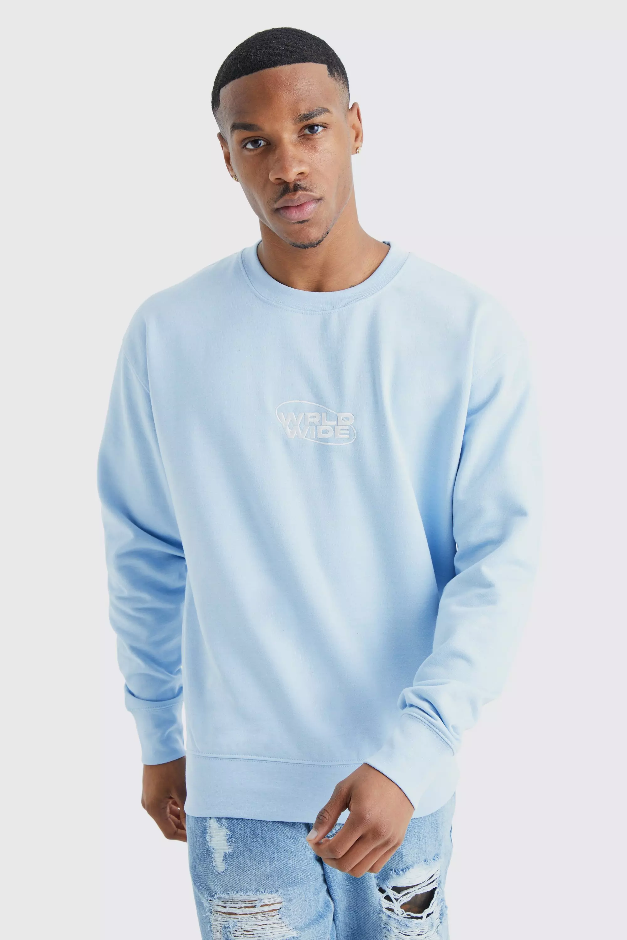 Baby blue oversized sweatshirt sale